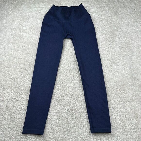 Balance Athletica Linear High Rise Ribbed Seamless Legging Navy Blue - Picture 2 of 12